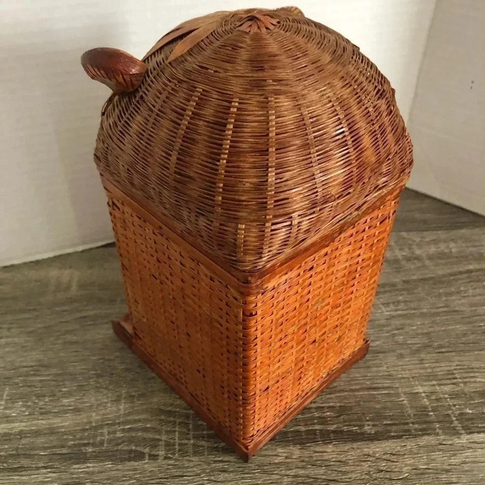 Vtg Handwoven Owl Box - Picture 7 of 11
